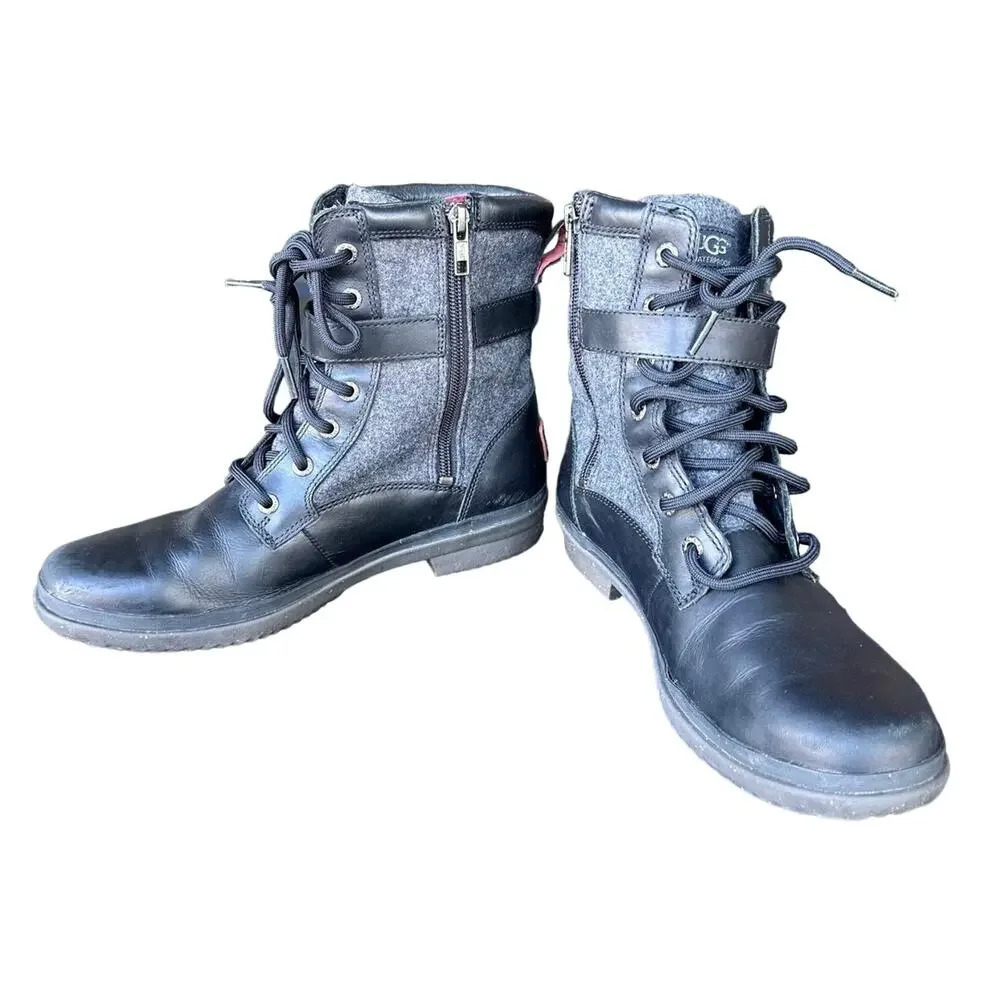 UGG Women’s Kesey‎ Waterproof Leather Boots Size 8.5 Black